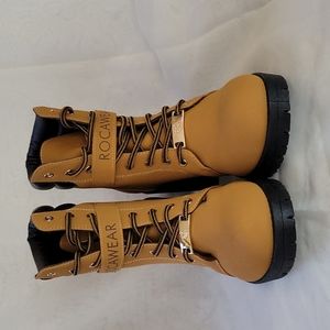 Rocawear lace up wedge heel boots (Brand New) caramel brown